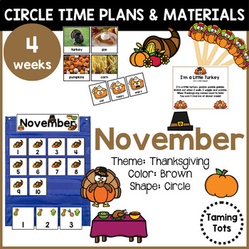 Preview of November Circle Time | Food | Thankful | Turkey | Thanksgiving |