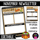 November Classroom Newsletter Template - EDITABLE - Printa