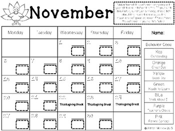 Clip Chart Behavior Calendar