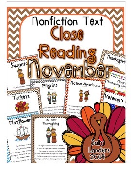 Preview of November Close Reading Pack - Kindergarten, 1st & 2nd Grade