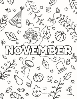 November Coloring Pages + Gratitude Word Search By Cookies And Racecars