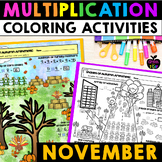 November Coloring Pages | Thanksgiving Multiplication Prac