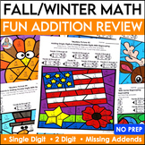 November Coloring Pages for 1 & 2 Digit Addition Thanksgiv