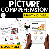 November Comprehension | Print + Digital Picture Comprehen
