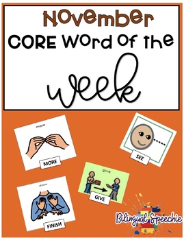 Preview of November Core Words of the Week (Spanish & English)