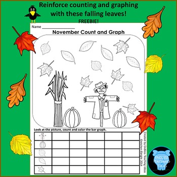 Preview of November Count, Color and Graph Freebie for Kindergarten