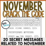 November Crack the Code Cryptogram Thanksgiving & Fall Fun