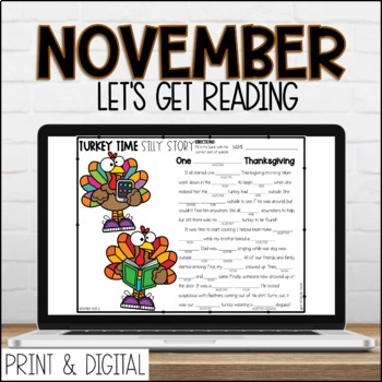 Preview of November DIGITAL Lets Get Reading 2nd Grade Reading Activities and Videos