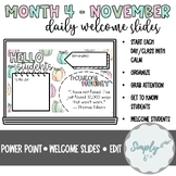 November Daily Classroom Slides | Agenda | Organization | 