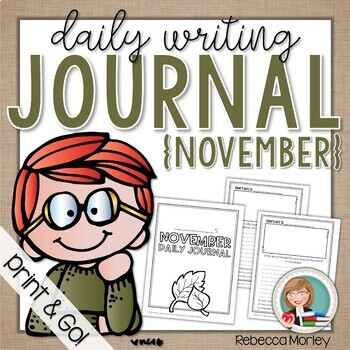 November Writing Journal Prompts by Edventures at Home | TpT