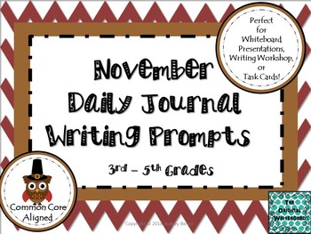 Preview of November Daily Journal Writing Prompts