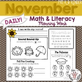 November Daily Literacy & Math Morning Work {Pre-K & Kinde