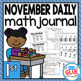November Daily Math Review Journal for First Grade