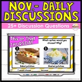 November Daily Question for Morning Meeting - Google Slide