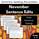 November Daily Sentence Edits (Upper Elementary) - Editing