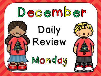Preview of December Daily Review PowerPoints for Kindergarten~ Great for Calendar Time!