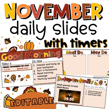Preview of November Daily Slides with Timers