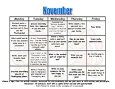 November Daily Writing Calendar! FREEBIE