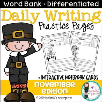 Preview of Daily Writing Journal for Beginning Writers: November Edition, K or 1st Grade