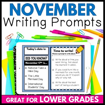 Preview of November 1st & 2nd Grade Daily Writing Prompts, Sentence & Paragraph Writing
