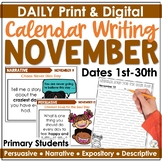 November Daily Writing Prompts | November Worksheets