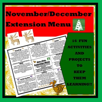 Preview of November/December Extension Choice Menu
