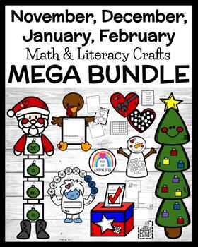 Preview of November, December, January, February Craft Activities Bundle - Kindergarten