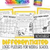 November Differentiated Logic Puzzles Brain Teasers Fast F