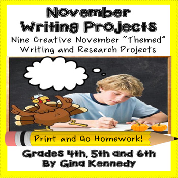 Preview of November Writing Projects for Upper Elementary Students