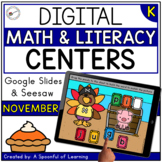 November Digital Centers for Kindergarten - Math & Literac