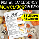 November Digital Emergency Sub Plans No Prep for 3rd and 4