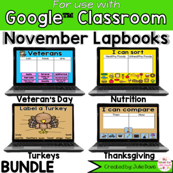 Preview of November Digital Interactive Notebook BUNDLE Google Classroom