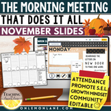 November Digital Morning Meeting Thanksgiving Distance Lea