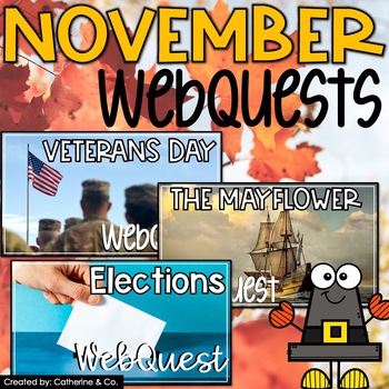Preview of November Digital WebQuests | Monthly Themed Fun Bundle