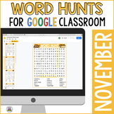 November Digital Word Hunts for Google Classroom