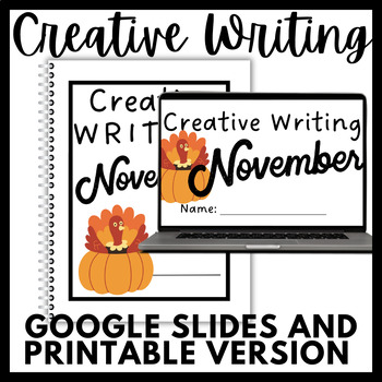 Preview of November Digital and Printable Creative Writing Bundle! Free poetry activity!