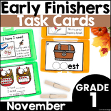 November Early Finisher Activity Phonics and Math Task Car