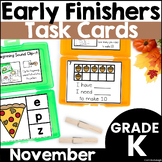 November Early Finisher Phonics & Math Activity Task Card 