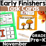 November Early Finisher Phonics and Math Activity Task Car