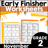 November Fall Phonics and Math Early Finisher Worksheet Pa