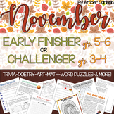 November Early Finisher or Challenger Packet Grades 3-6