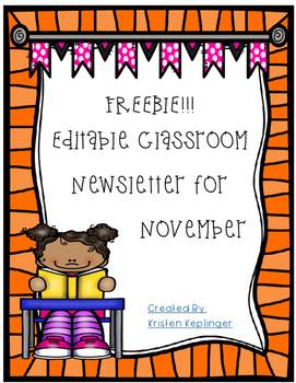 Preview of November Editable Newsletter FREEBIE!