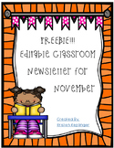 November Editable Newsletter FREEBIE!