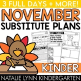 November Emergency Sub Plans for Kindergarten