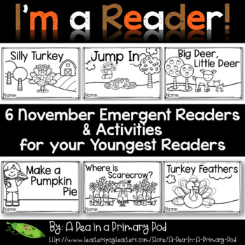 Preview of November Emergent Readers and Response Activities - I'm a Reader Bundle