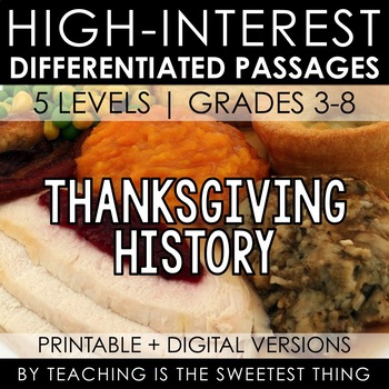 Preview of Thanksgiving History: Passage - Distance Learning Compatible