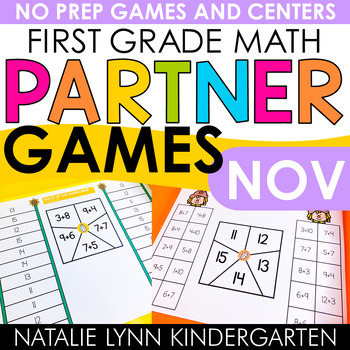 Preview of November Fall First Grade Math Partner Games for Math Centers + Small Groups