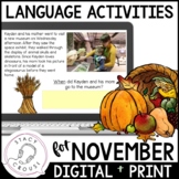November Fall Language Activities Speech Therapy Printable