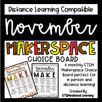 Preview of November | Fall Makerspace STEM Choice Board Challenge Activities