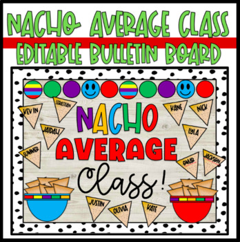 Preview of April May Spring- Nacho Average Class Bulletin Board- Editable - Color and BW
